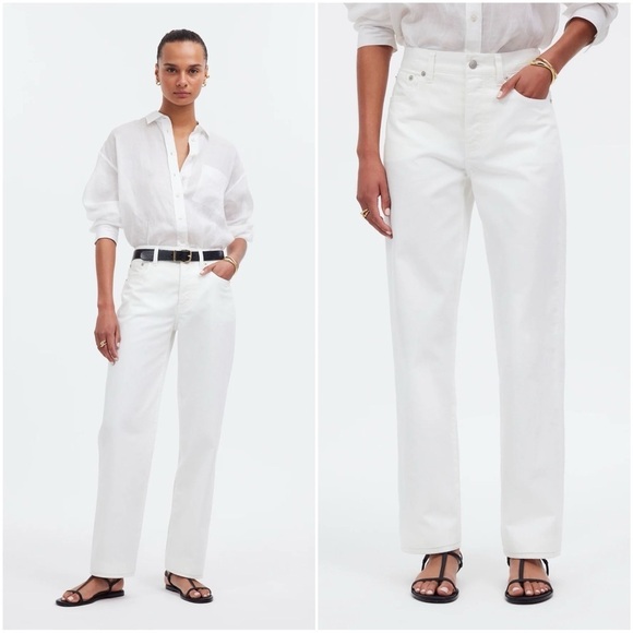 Madewell Jeans Low-Slung Straight Leg Slouchy Button Fly Tile White 30 NWT New - Picture 1 of 13